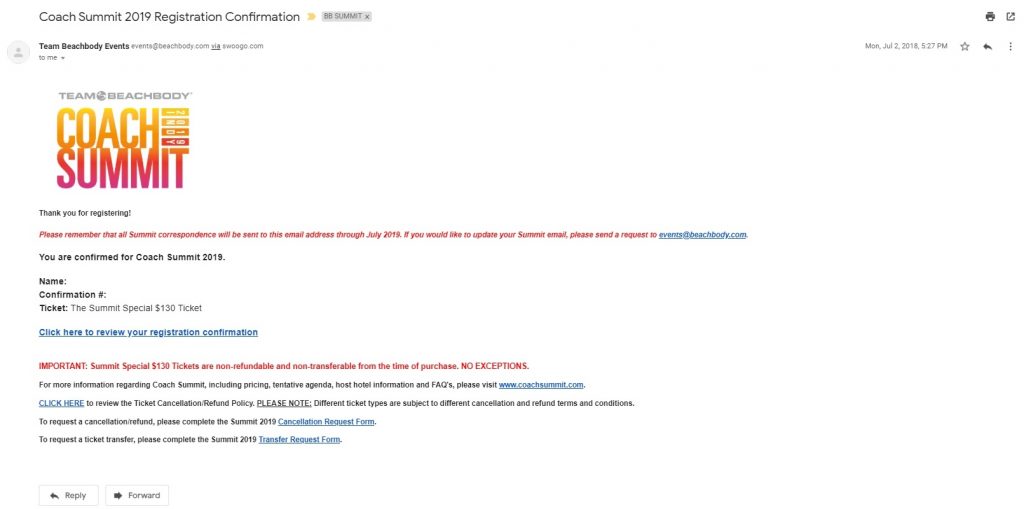 email xác nhận sự kiện