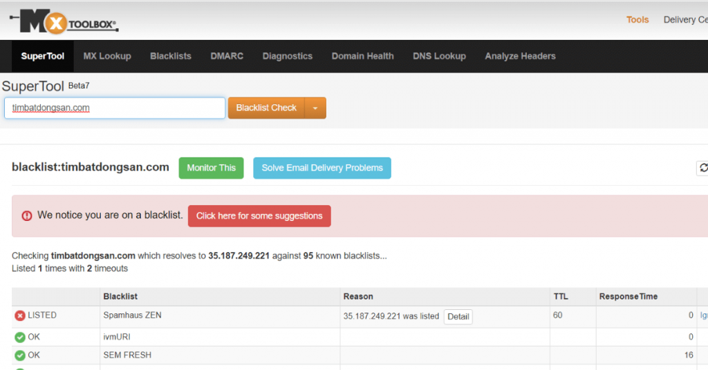Hướng dẫn kiểm tra xem domain có bị blacklist hay không?