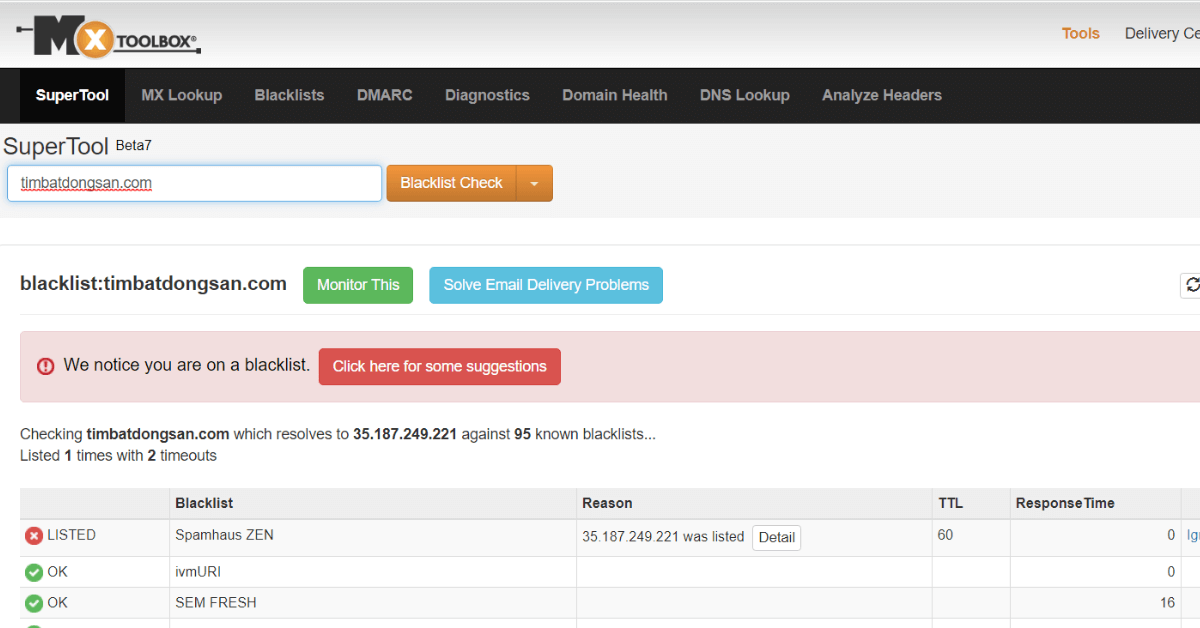 Hướng dẫn kiểm tra xem domain có bị blacklist hay không?