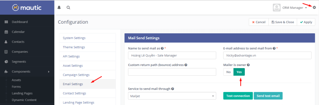 cá nhân hóa người gửi trong email marketing